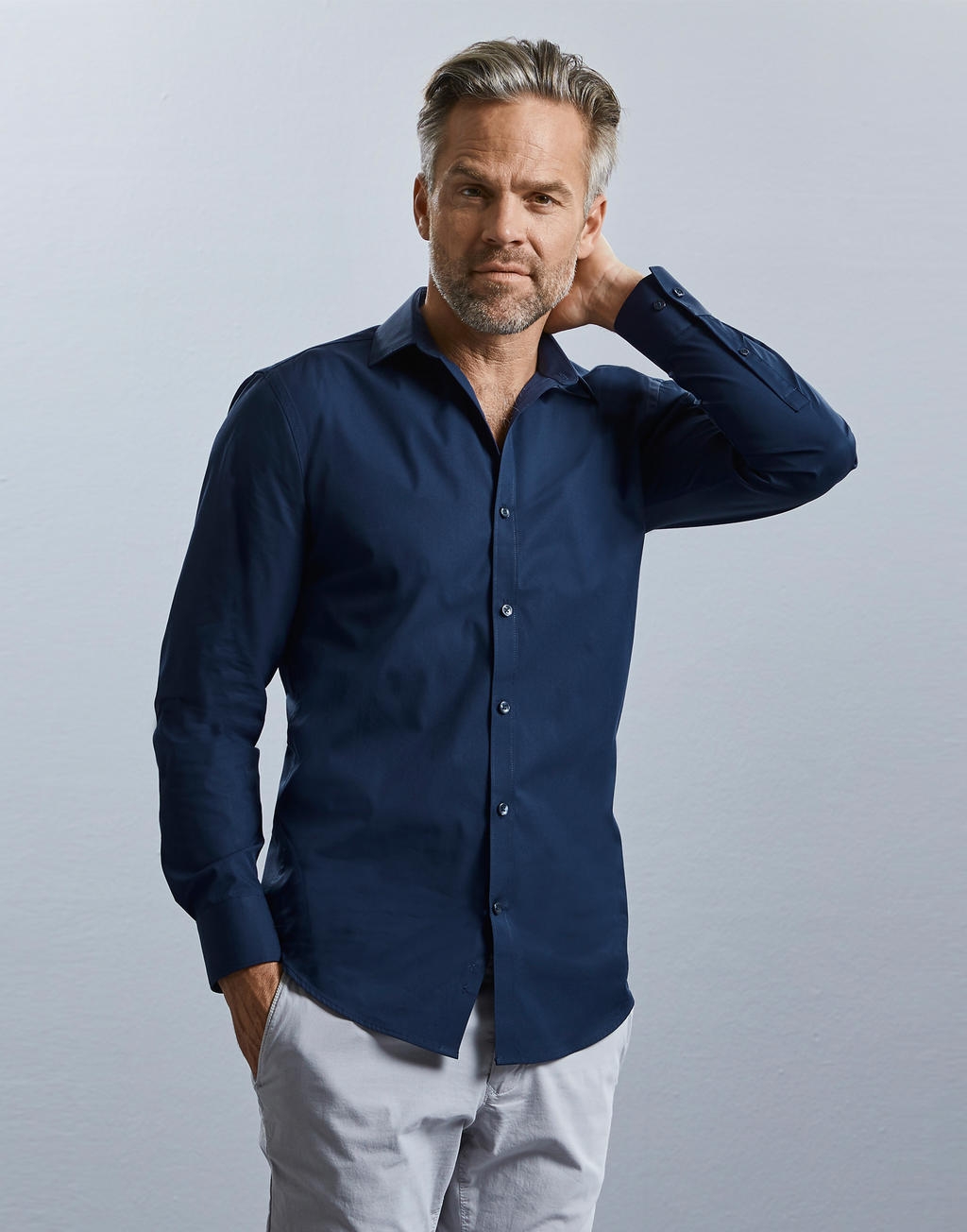  Mens LS Ultimate Stretch Shirt in Farbe White