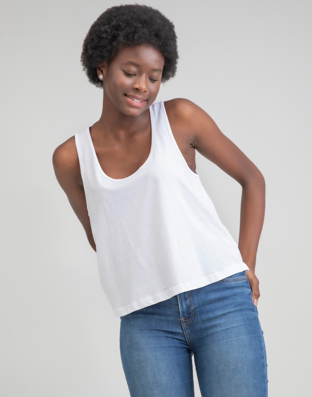  Womens Crop Vest in Farbe White